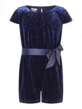 Image of Monsoon Girls S.E.W. Velvet Glitter Playsuit - Navy, Size 9-10 Years, Women