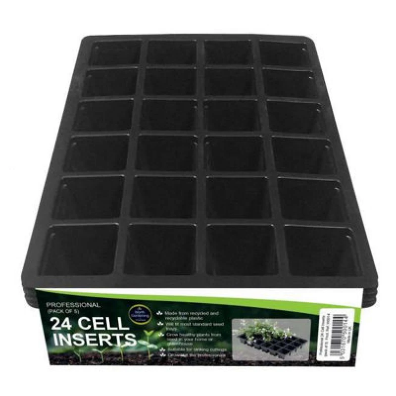 Image of Primrose Black Seedling Nursery Planter Tray 24 Cells Each Insert 5 Pack Black