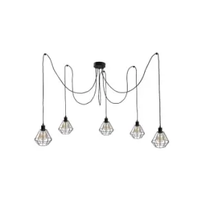 Image of Foskal Cluster Pendant Ceiling Light Black, 5x E27