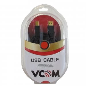 image of VCOM USB 2.0 A (M) to USB 2.0 B (M) 1.8m Black Retail Packaged Printer/Scanner Data Cable