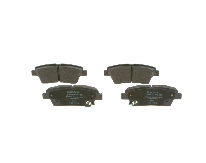 Image of Bosch 0 986 494 766 Brake pad set with acoustic wear warning, with anti-squeak plate Low-Metallic Brake Pad Set,disc brake (402)