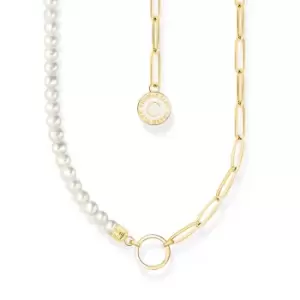 image of THOMAS SABO Gold Plated Charmista Link Chain Pearl Charm Necklace