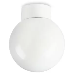 image of Opal - 1 Light Opal Glass Sphere Flush Globe Ceiling Light - 100W White, B22 - Firstlight