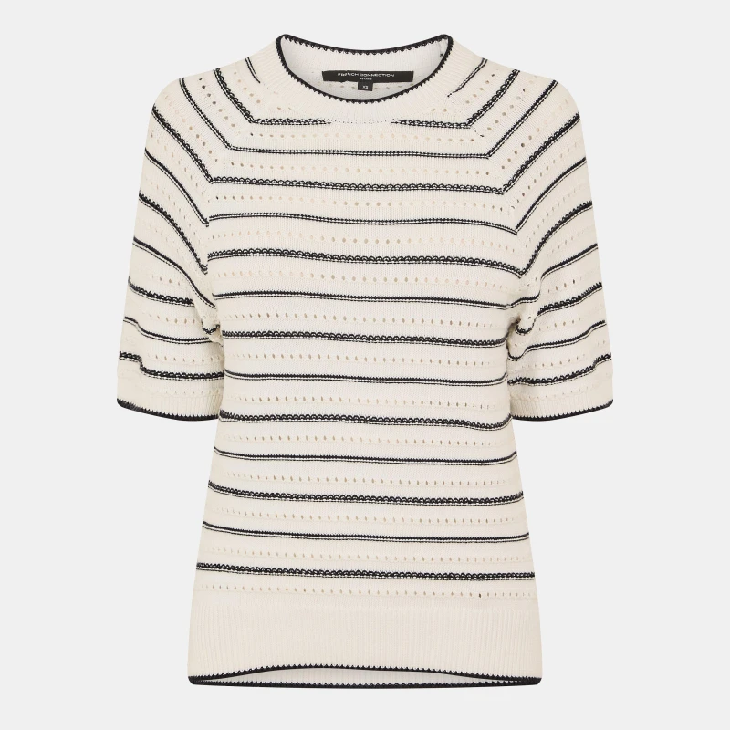 Image of French Connection Womens Oskie Short-Sleeve Crew Neck Jumper Winter White female 8 (XS)