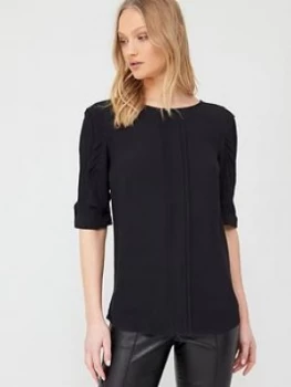 Image of Oasis Drape Sleeve Top - Black, Size 10, Women