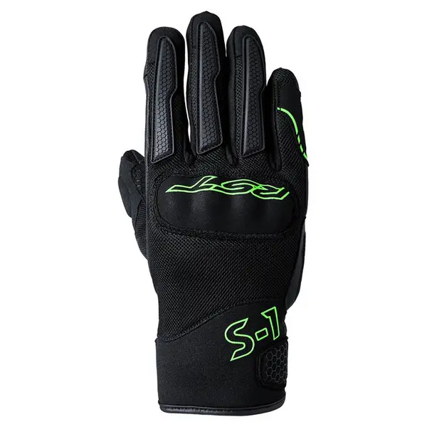 Image of RST S1 Mesh Gloves Black Grey Neon Green Size 8
