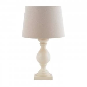 Image of Table Lamp Linen Effect, Ivory Painted Wood, E14