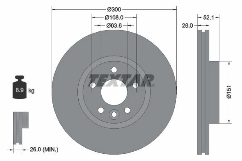 Image of Brake disc TEXTAR 92196905