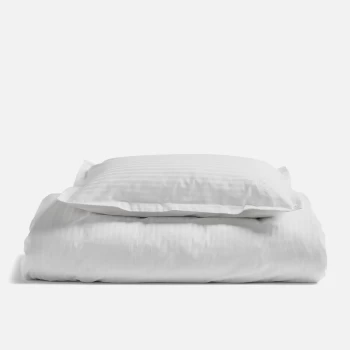 image of White 100% Egyptian Cotton Sateen Stripe Duvet Set - King