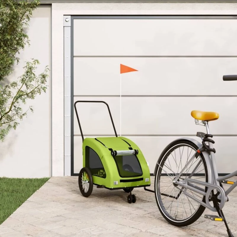 Image of VIDAXL Pet Bike Trailer Green Oxford Fabric and Iron Vidaxl 8720845770686