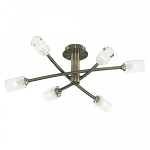 image of Litecraft Octen 6Lt Brass Ceiling Light