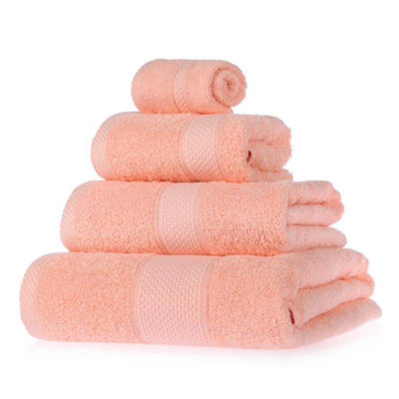 Image of Homescapes Turkish Cotton Bath Towels Set Peach