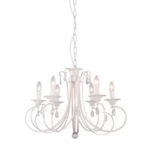 image of Novia Crystal Multi Arm Chandelier, White, 6x E14