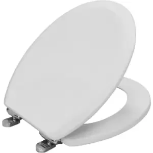 image of Traditional Soft Close Toilet Seat White Bathroom Round Top Fix Wood - Bemis