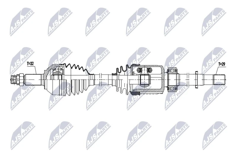 Image of NTY NPW-NS-178 Drive shaft Automatic Transmission, Front Axle Right Drive Shaft (13)