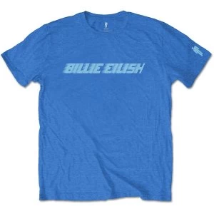 Image of Billie Eilish - Blue Racer Logo Mens Large T-Shirt - Blue
