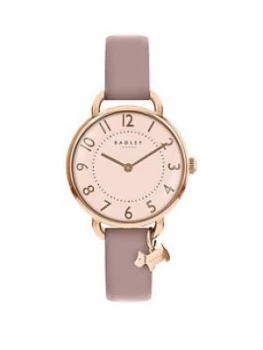 Image of Radley White And Blue Dog Detail Dial Blue And White Spot Leather Strap Ladies Watch
