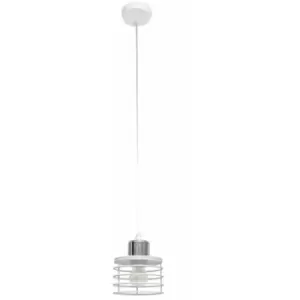 image of Helam Lighting - Helam Edison Slim Pendant Ceiling Light White, Chrome 12cm