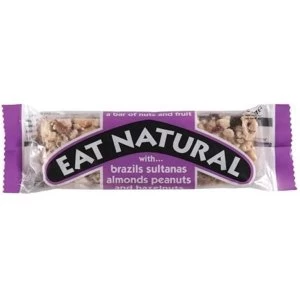 image of Eat Natural Energy Bar Made From Brazil Nuts Sultanas Almonds Apricots Peanuts and Hazelnuts 50g Pack 12