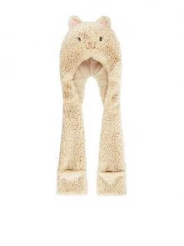 Image of Monsoon Girls Leopard Cat Hat Scarf - Brown, Size 6-13 Years