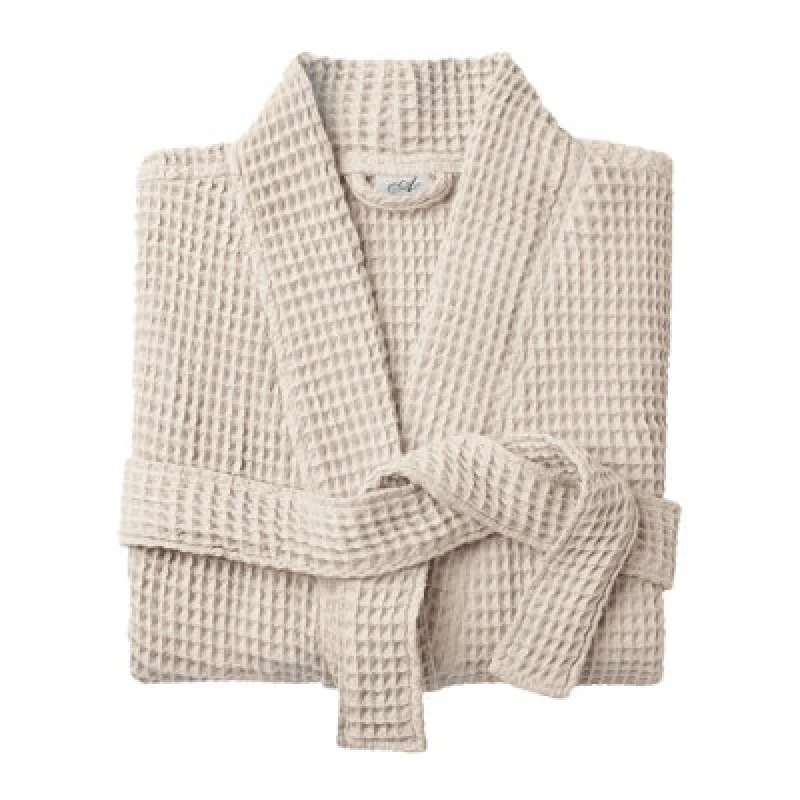 Image of Allure Bath Fashions Unisex Lightweight Waffle Bathrobe, Spa Dressing Gown Kimono - Linen, L/xl