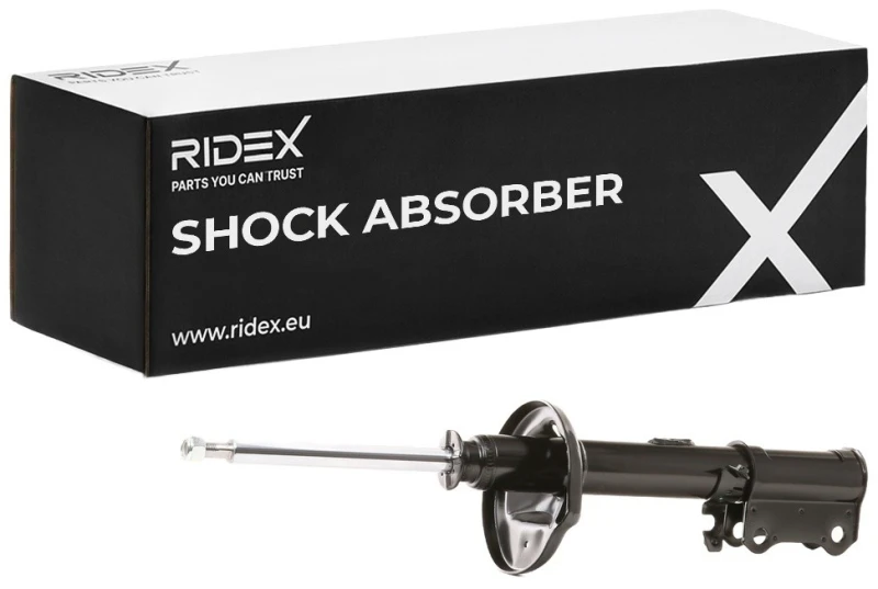 Image of RIDEX 854S1257 Shock absorber Rear Axle Right, Gas Pressure, Twin-Tube, Suspension Strut, Bottom Clamp Shock Absorber (854)