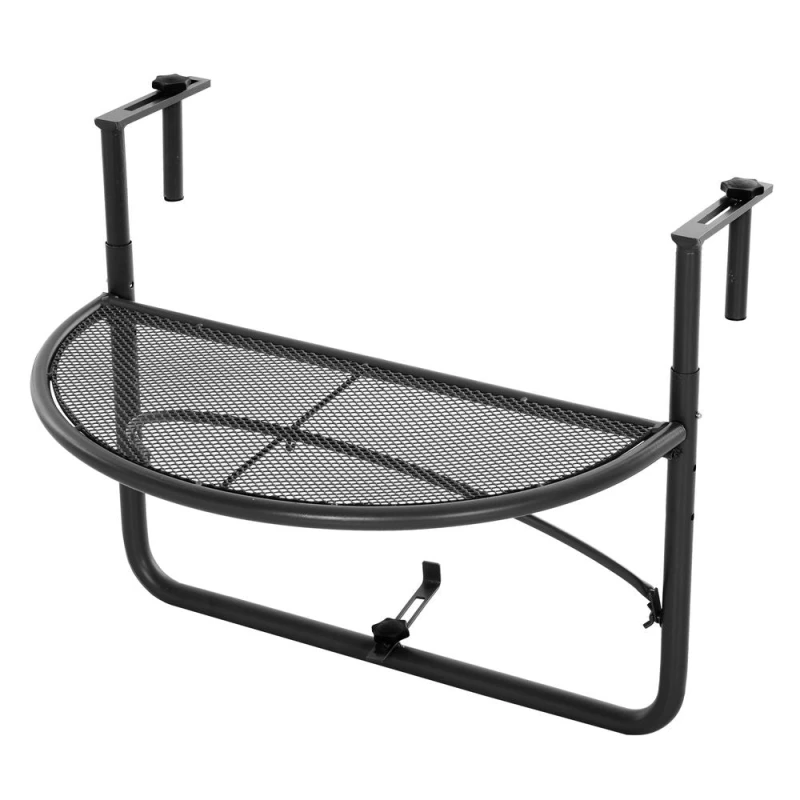 Image of Outsunny Balcony Hanging Folding Half Coffee Table Storage Rack Flower Stand Black
