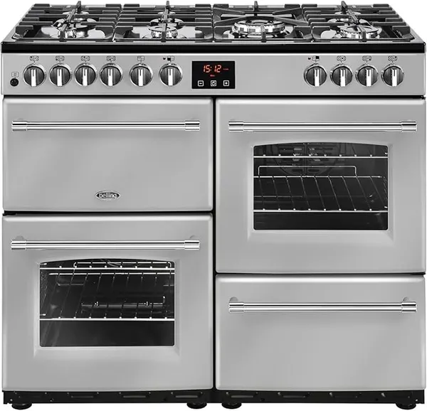 image of Belling 444444134 Farmhouse 100DFT 100cm Dual Fuel Range Cooker - Silver 444444134 Silver