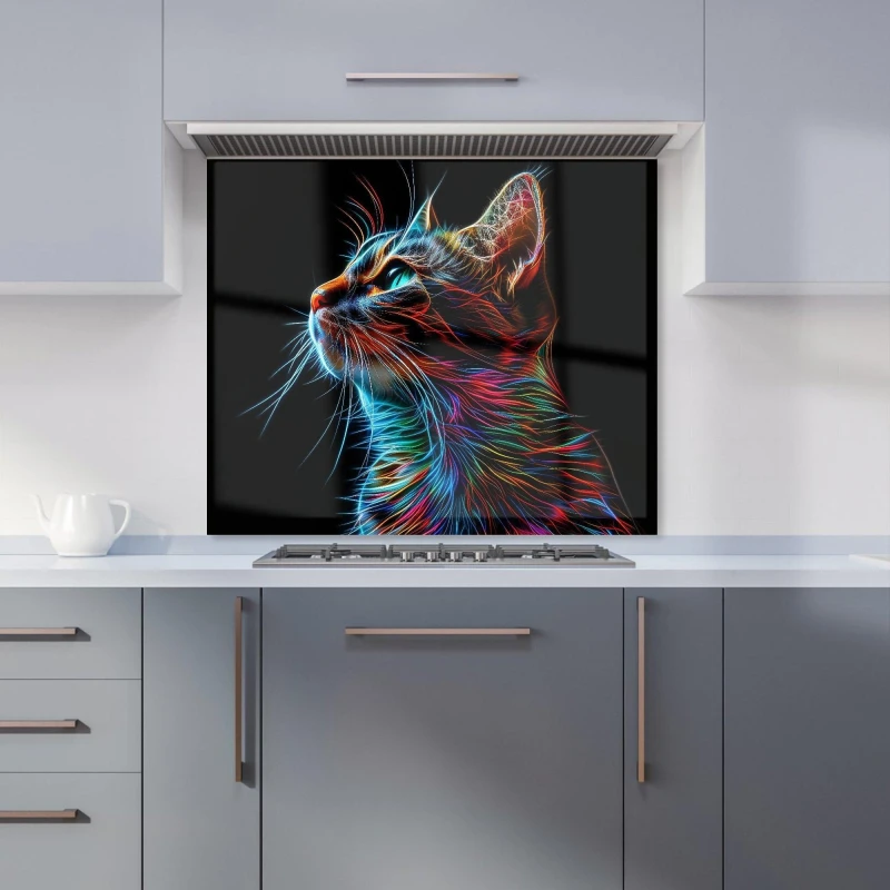 Image of Warren Reed - Designer Electric Cat Whiskers Kitchen Splashback in Black Size: 600mm x 750mm Black Unisex 600mm x 750mm