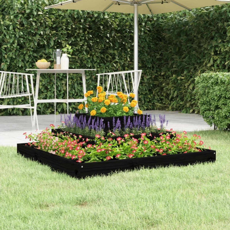 Image of vidaXL Planter Black 80x80x27cm Solid Wood Pine, Black 823868