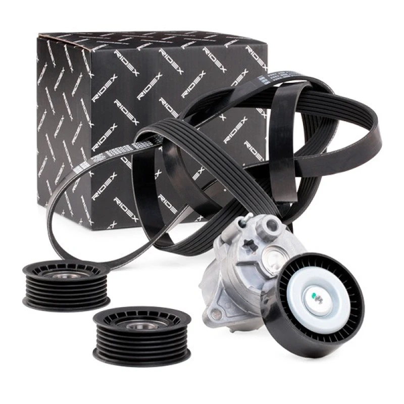 Image of RIDEX 542R0210 V-ribbed belt set Check alternator freewheel clutch & replace if necessary V-Ribbed Belt Set (542)
