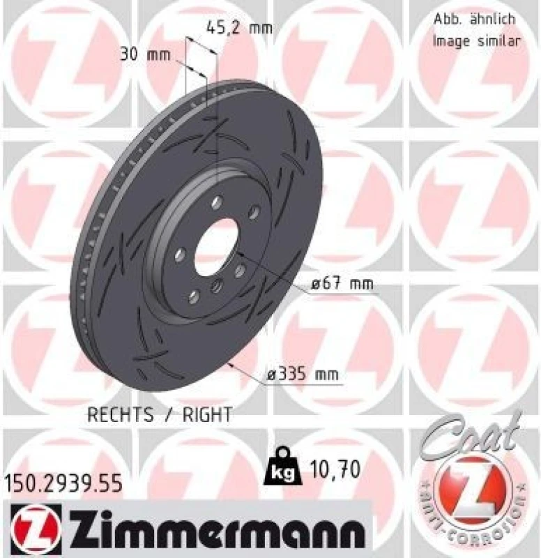 Image of ZIMMERMANN Brake disc ZIMMERMANN 150.2939.55