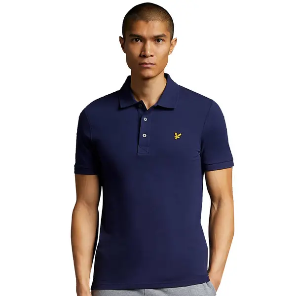 image of Lyle & Scott Mens Plain Organic Cotton Polo Shirt XL - Chest 42-44' (106-111cm) NAVY LYL113-Z99-XL