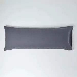 Image of Dark Grey Linen Body Pillowcase - Grey - Homescapes
