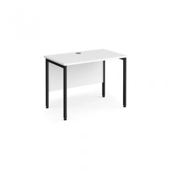 image of Office Desk 1000mm Rectangular Desk With H-Frame Leg White Tops With Black Frames 600mm Depth Maestro 25