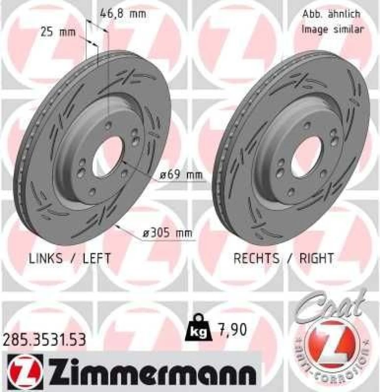 Image of ZIMMERMANN Brake disc ZIMMERMANN 285.3531.53