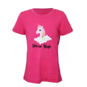 Image of Little Rider Girls Unicorn Magic T-Shirt (5-6 Years) (Pink)
