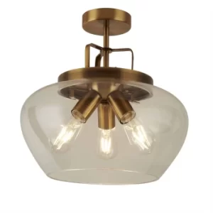 image of Boule 3 Light Semi Flush Bronze, Glass, E27