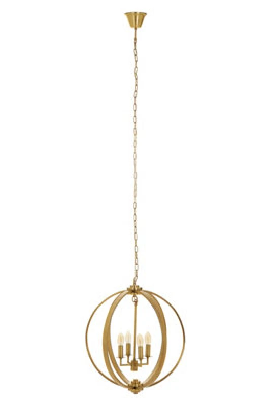 Image of Orsina Antique Brass Pendant Light, Overlapping Ring Chandelier With 4 Lights, Metal Ceiling Light Fixture