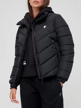 Image of Superdry Sports Padded Jacket - Black, Size 12, Women