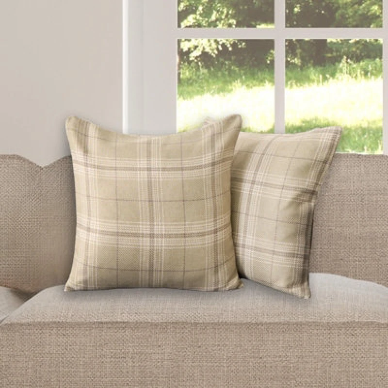 Image of OHS OHS 4 Pack Woven Check Cushion Covers Printed Soft in Light Green Size: 45cm x 45cm Light Green 45cm x 45cm Unisex 5027434196388
