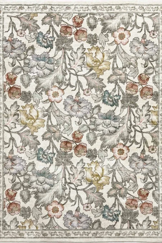 Image of THE RUGS Classical Collection Natural Florals Soft Pile Multicolour Rug Size: 120cm x 160cm Multicolor Unisex 120cm x 160 cm