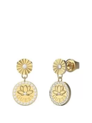 Guess Lotus Drop Earrings Ladies, Gold, Women