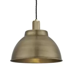 image of Industville Knurled Dome Pendant in Brass with Brass Holder