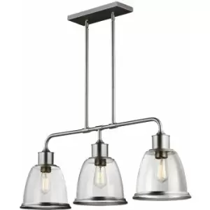Image of Loops - 3 Bulb Chandelier Hanging Pendant LIght Satin Nickel LED E27 75W Bulb