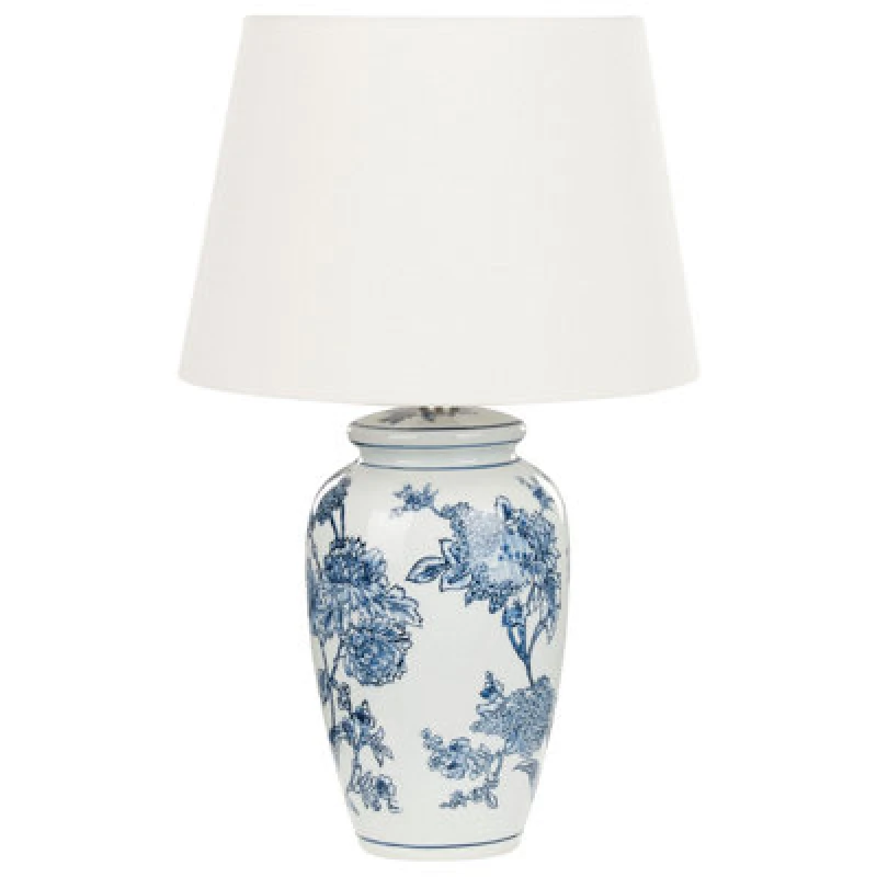 Image of Beliani Table Lamp Beluso Porcelain White/ Blue