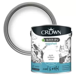 image of Crown Quick Dry Eggshell Paint Pure Brilliant White - 2.5L