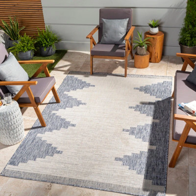 Image of Livabliss In- & Outdoor Global Denim Rubal Area Rug 200 X 275cm - Easy To Clean, Perfect For Patio, Balcony, Kitchen Or Dining Room
