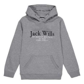 image of Jack Wills Kids Batsford Script Logo Hoodie - Grey