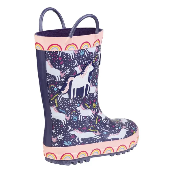 image of Cotswold Boys & Girls Sprinkle Mid Height Wellington Boots UK Size 10.5 (EU 29) Purple/Pink & White COT592-UNICOR-10.5